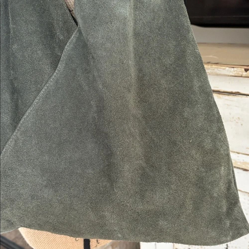 Made in Italy (no brand) olive green leather large tote shoulder bag boho style - Picture 6 of 16